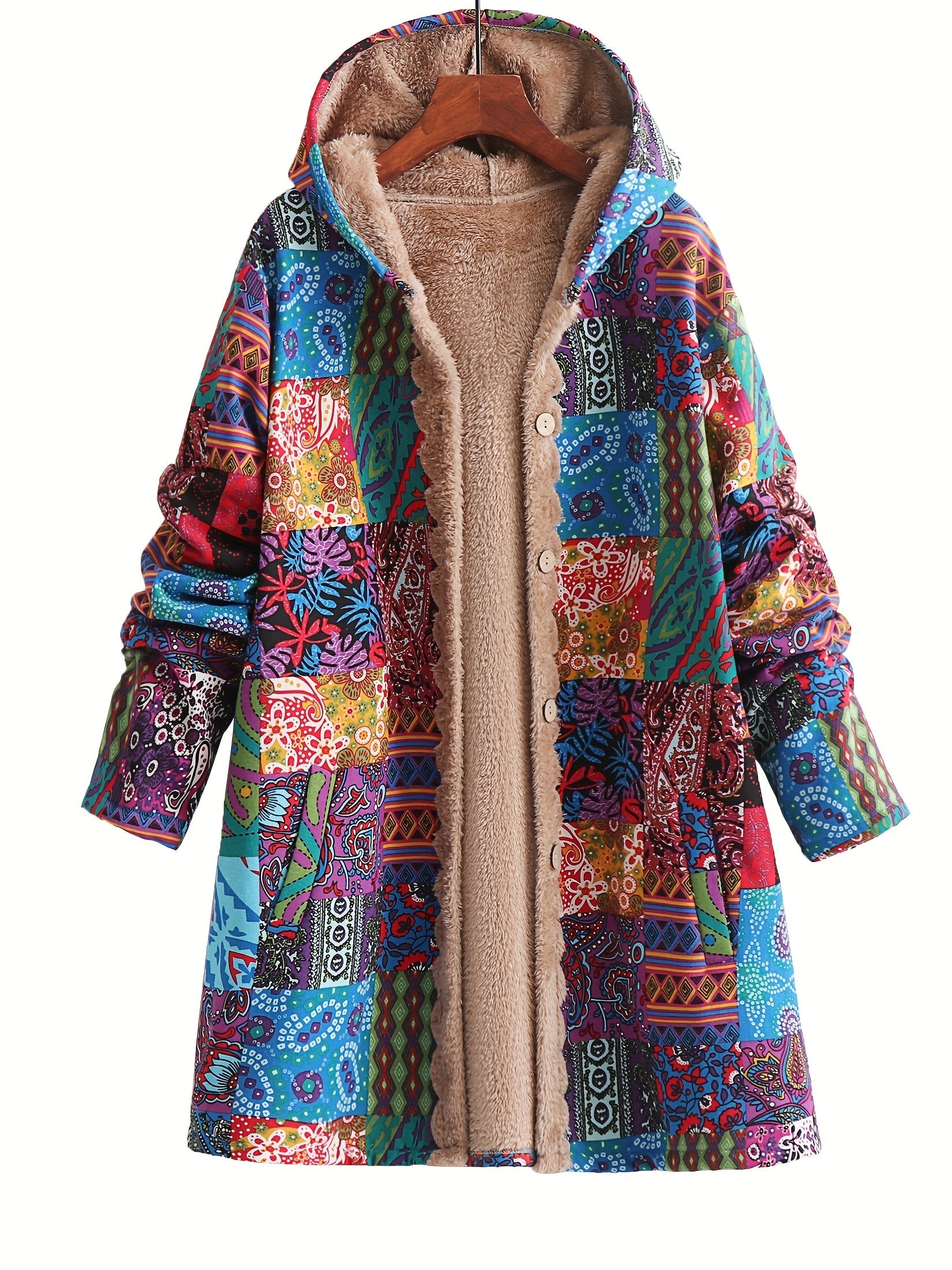 Grace - Patchwork Coat Boho Hooded Winter Jacket