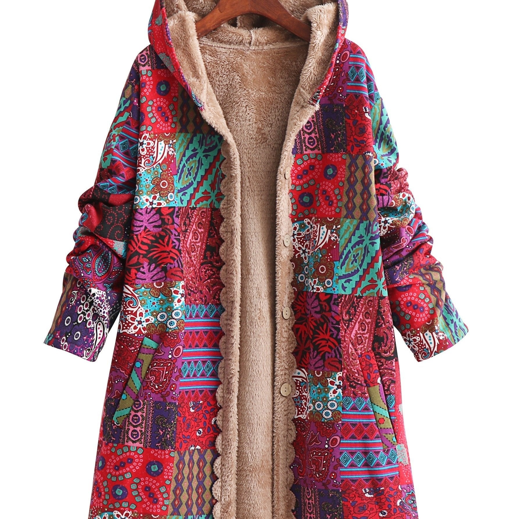 Grace - Patchwork Coat Boho Hooded Winter Jacket
