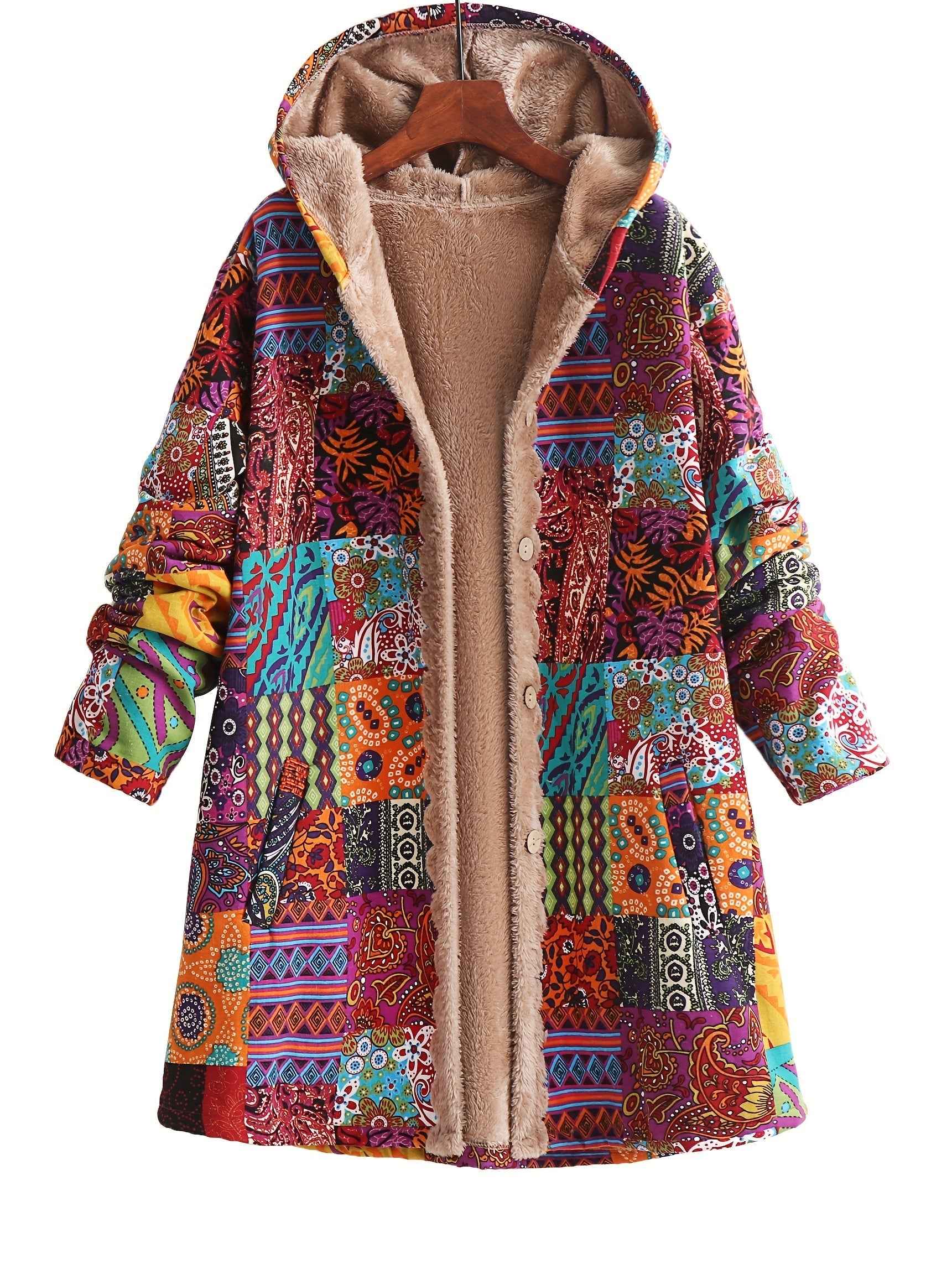 Grace - Patchwork Coat Boho Hooded Winter Jacket