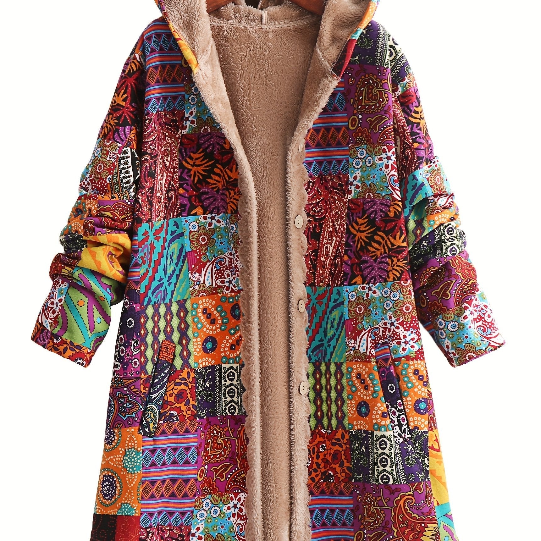 Grace - Patchwork Coat Boho Hooded Winter Jacket